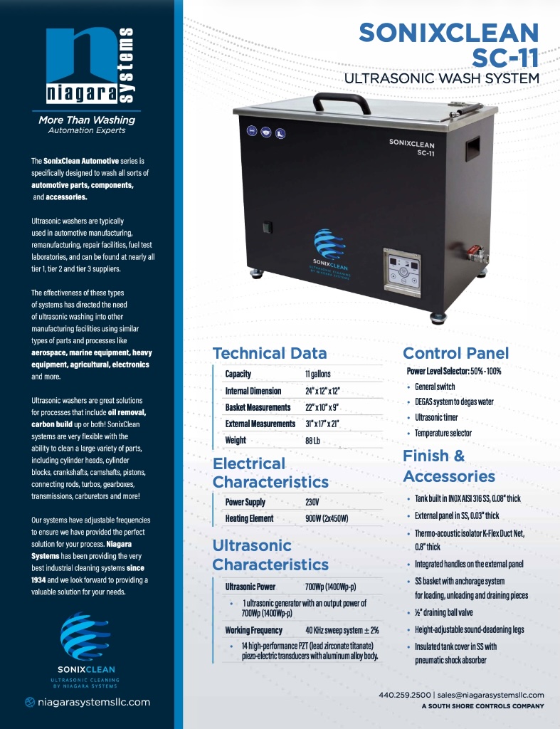 SonixClean Model SC-11 Brochure Thumbnail