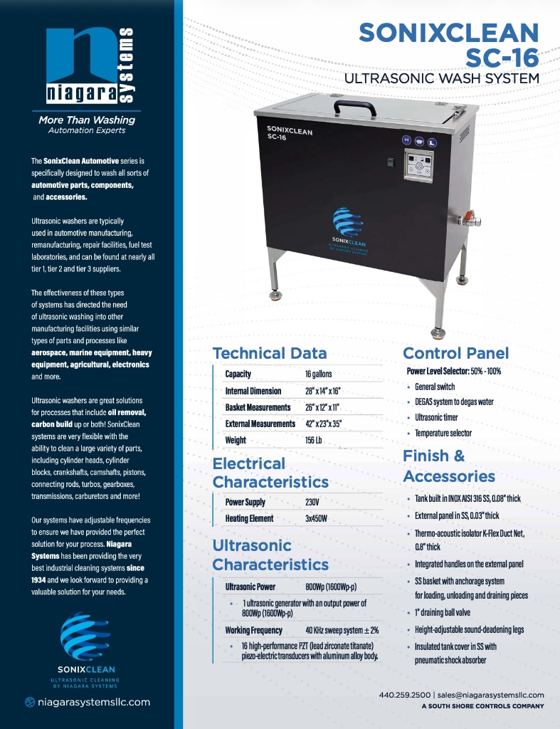 SonixClean Model SC-16 Brochure Thumbnail
