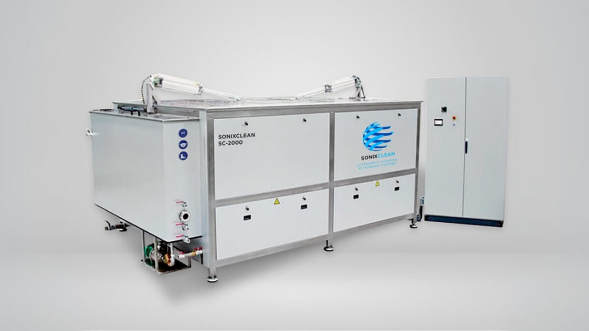 Large SonixClean SC-2000 ultrasonic cleaning system with control cabinet.