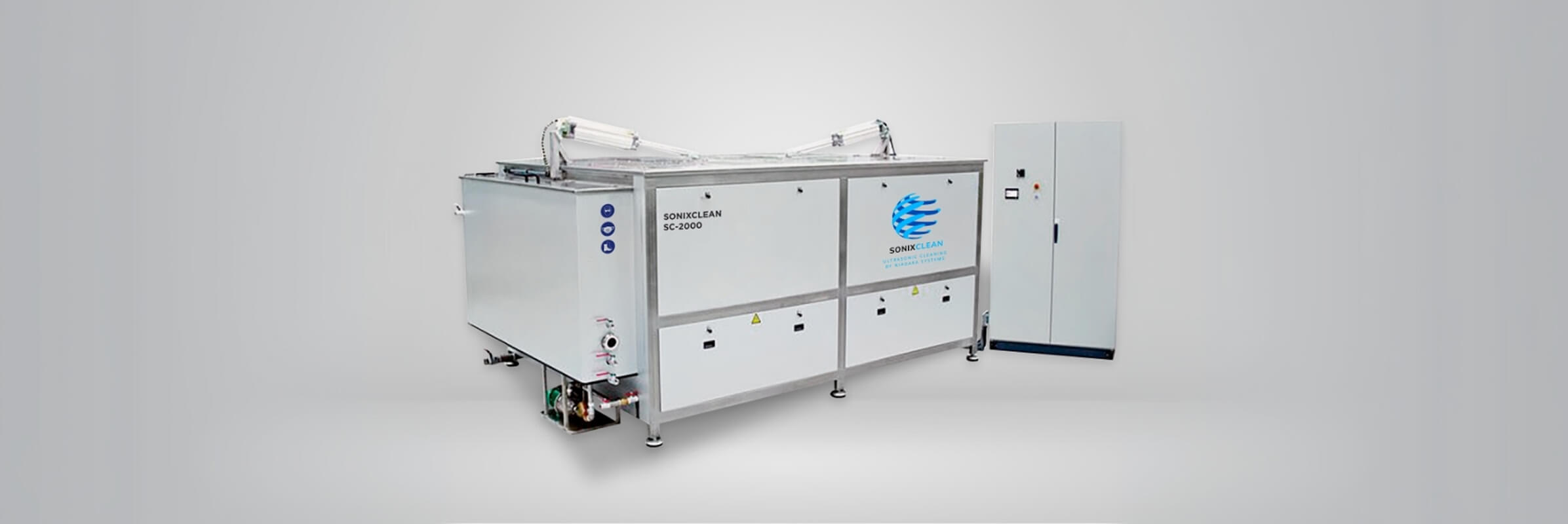 Large SonixClean SC-2000 ultrasonic cleaning system with control cabinet.